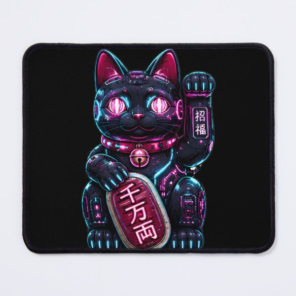 Item preview, Cyber Maneki Neko — Cyberpunk Lucky Cat Neon Japanese Art designed and sold by kummo-0319.