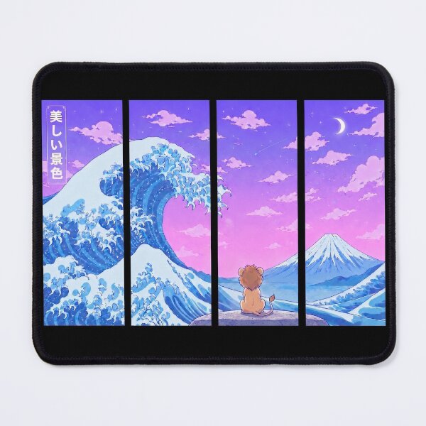 Item preview, Funny Lion Japanese Kanagawa Wave Vapor Japan Boys Girls Kids designed and sold by FurryHavenPH.