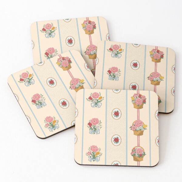 Item preview, Victorian Floral Stripe – Bouquets & Flower Baskets (cream) designed and sold by vaner-vaner.
