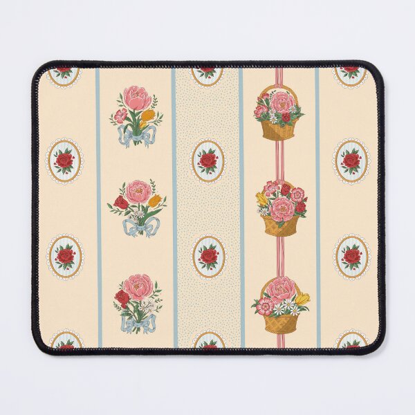 Item preview, Victorian Floral Stripe – Bouquets & Flower Baskets (cream) designed and sold by vaner-vaner.