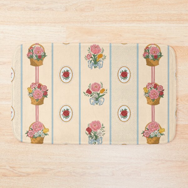 Item preview, Victorian Floral Stripe – Bouquets & Flower Baskets (cream) designed and sold by vaner-vaner.