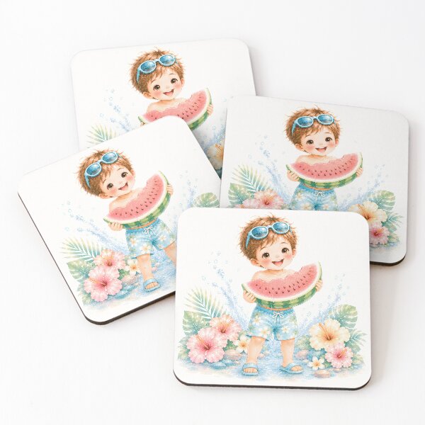Item preview, Cute Summer Watermelon Boy | Tropical Beach Kawaii Illustration designed and sold by looplandger.