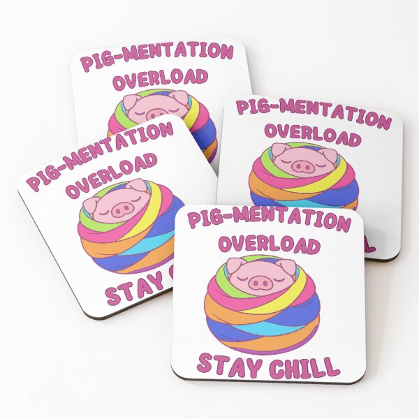 Item preview, Pigmentation Overload Stay Chill Funny Rainbow Pig Pun designed and sold by Inka Moon Design.
