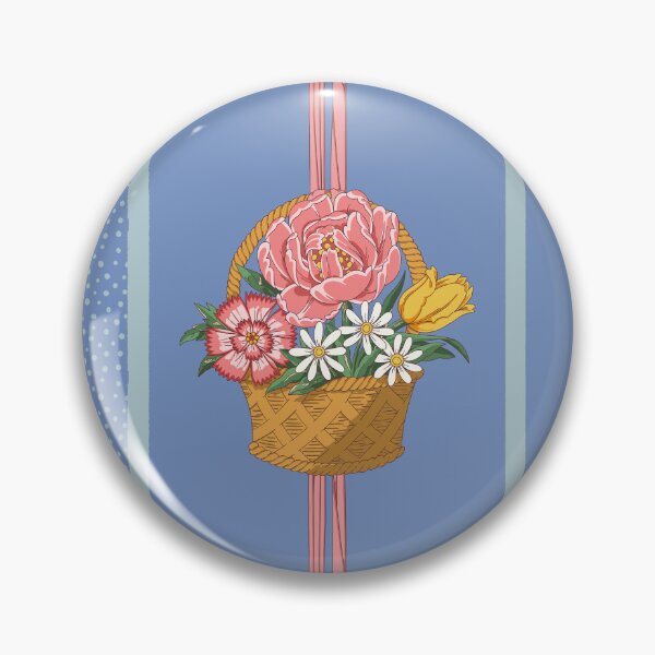 Item preview, Victorian Floral Stripe – Bouquets & Flower Baskets (Wedgwood Blue) designed and sold by vaner-vaner.