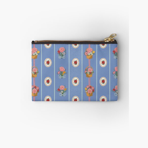 Item preview, Victorian Floral Stripe – Bouquets & Flower Baskets (Wedgwood Blue) designed and sold by vaner-vaner.