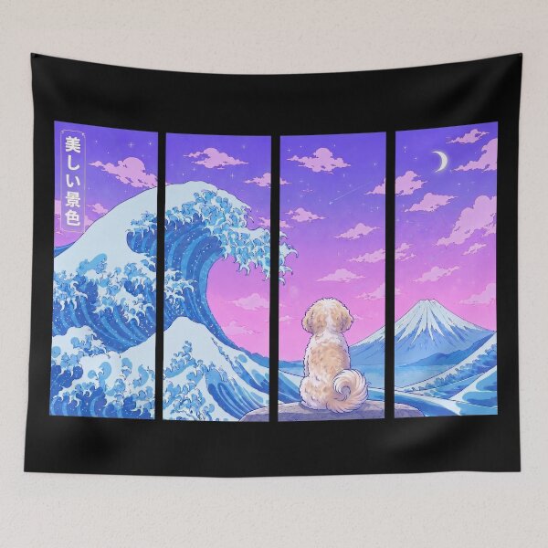 Item preview, Funny Maltipoo Japanese Kanagawa Wave Vapor Japan Boys Girls Kids designed and sold by FurryHavenPH.