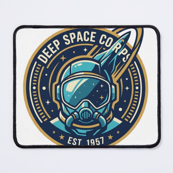 Item preview, Deep Space Corps EST 1957 Astronaut Helmet Face Saturn Rocket Teal Gold Badge designed and sold by Void and Neon.