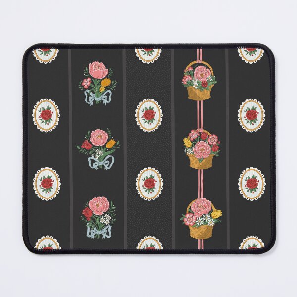 Item preview, Victorian Floral Stripe – Bouquets & Flower Baskets - Black designed and sold by vaner-vaner.