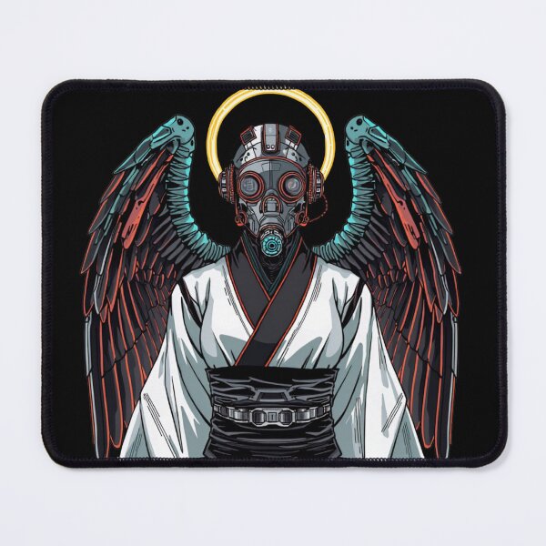 Item preview, Fallen Saint — Cyberpunk Angel with Gas Mask, Wings and Kimono designed and sold by kummo-0319.