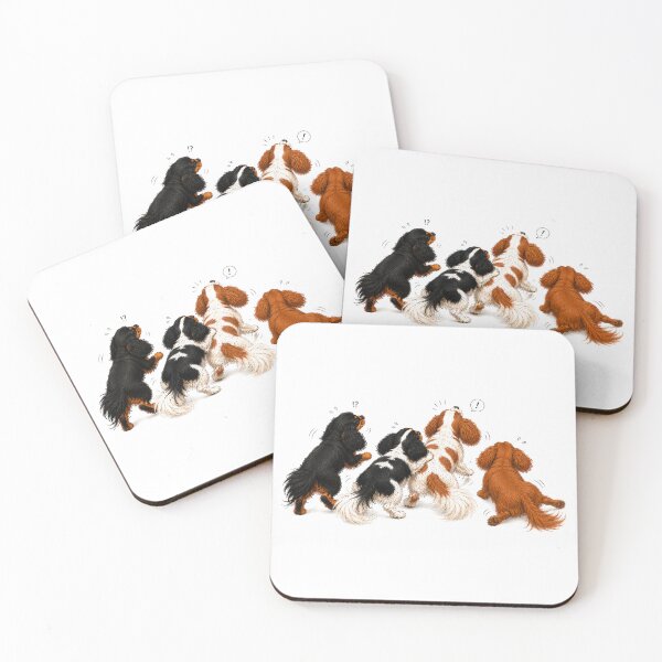 Item preview, Cavalier Traffic Jam | Cavalier King Charles Spaniel Watercolor Art designed and sold by SakuraWaStyle.