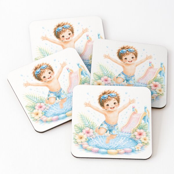 Item preview, Cute Summer Splash Boy | Water Slide Tropical Kawaii Illustration designed and sold by looplandger.