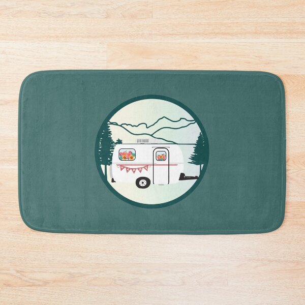 Item preview, Fiberglass Camper Travel Trailer in Mountains designed and sold by creativebeeshop.