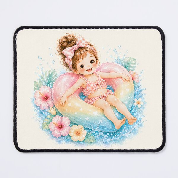 Item preview, Cute Summer Float Girl | Rainbow Pool Float Tropical Kawaii Illustration designed and sold by looplandger.