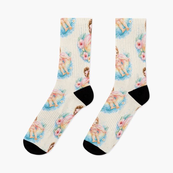 Item preview, Cute Summer Float Girl | Rainbow Pool Float Tropical Kawaii Illustration designed and sold by looplandger.