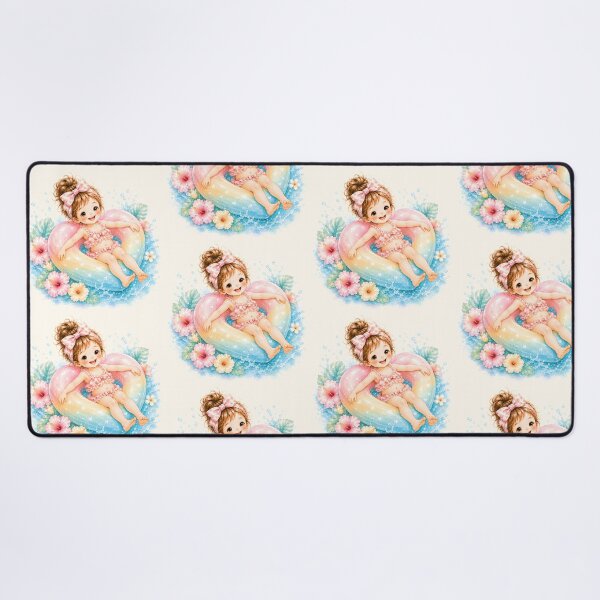 Item preview, Cute Summer Float Girl | Rainbow Pool Float Tropical Kawaii Illustration designed and sold by looplandger.