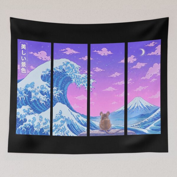 Item preview, Funny Mouse Japanese Kanagawa Wave Vapor Japan Boys Girls Kids designed and sold by FurryHavenPH.
