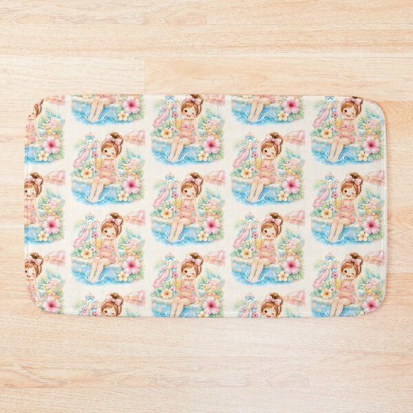Item preview, Cute Summer Poolside Girl | Tropical Lemonade Kawaii Illustration designed and sold by looplandger.