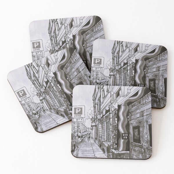 Item preview, Louisenstraße Dresden Neustadt – Black and white ink urban sketch designed and sold by UMA Urban Sketch.