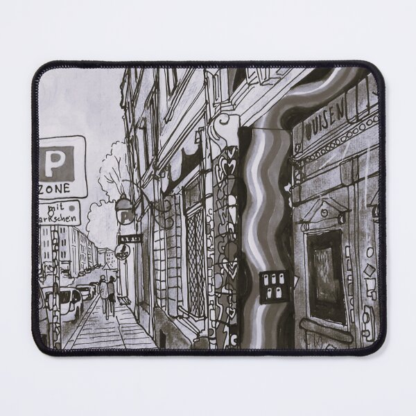 Item preview, Louisenstraße Dresden Neustadt – Black and white ink urban sketch designed and sold by UMA Urban Sketch.