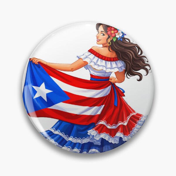 Item preview, Puerto Rican Traditional Dress Dancing with Puerto Rica Flag designed and sold by ryanapples2.