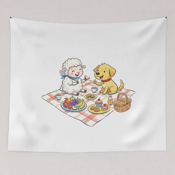 Item preview, Cute Dog and Sheep Picnic - Happy Sweet Treats Time designed and sold by TaiwanMemory.