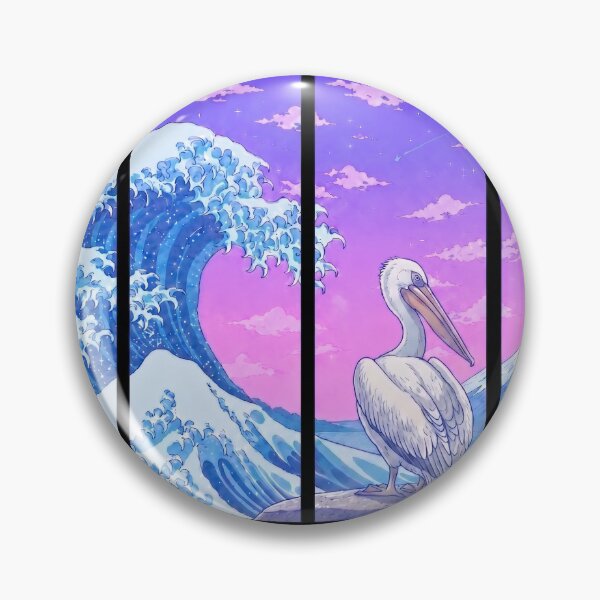 Item preview, Funny Pelican Japanese Kanagawa Wave Vapor Japan Boys Girls Kids designed and sold by FurryHavenPH.