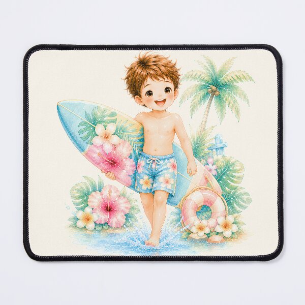 Item preview, Cute Summer Surf Boy | Tropical Beach Kawaii Illustration designed and sold by looplandger.
