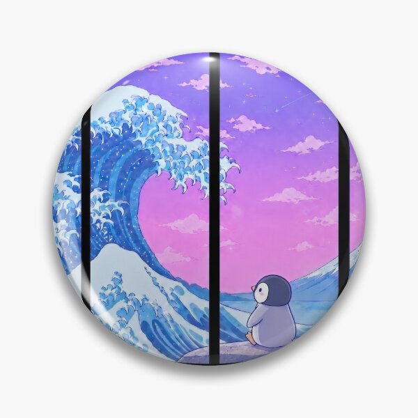 Item preview, Funny Penguin Japanese Kanagawa Wave Vapor Japan Boys Girls Kids designed and sold by FurryHavenPH.