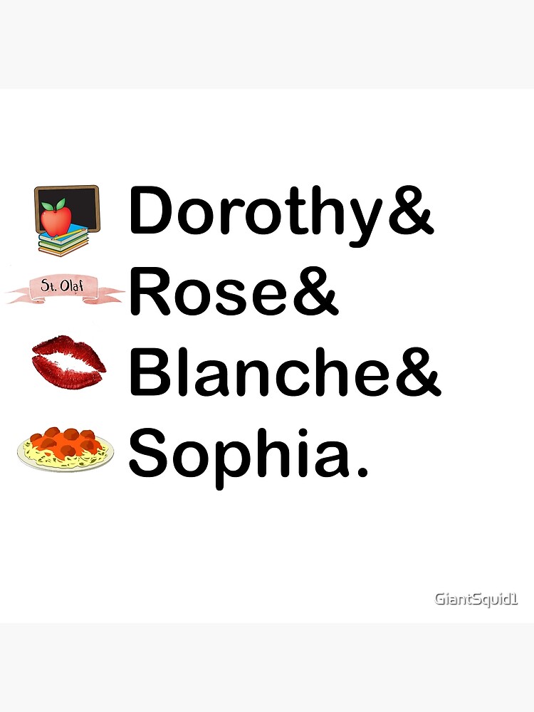 “Golden Girls Names” Poster by GiantSquid1 | Redbubble