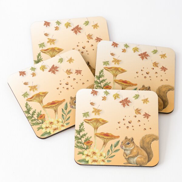 Artikelvorschau, Herbsthörnchen mit Pilzen und Blättern entworfen und verkauft von DidiDesignShop.