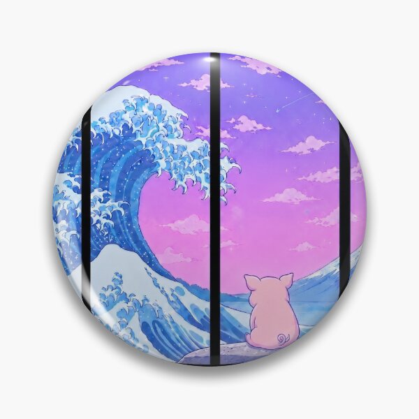 Item preview, Funny Pig Japanese Kanagawa Wave Vapor Japan Boys Girls Kids designed and sold by FurryHavenPH.
