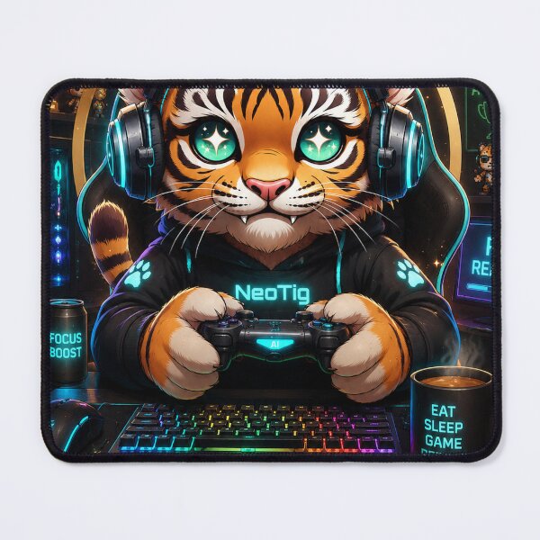 Item preview, I, NeoTig. AI. No Limits. ⚡ | Gamer Tiger Cub | Cute AI Gaming Setup designed and sold by NeoTigLuna.