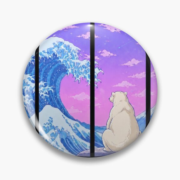 Item preview, Funny Polar Bear Japanese Kanagawa Wave Vapor Japan Boys Girls Kids designed and sold by FurryHavenPH.