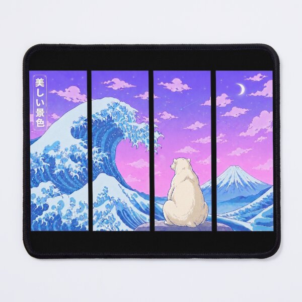 Item preview, Funny Polar Bear Japanese Kanagawa Wave Vapor Japan Boys Girls Kids designed and sold by FurryHavenPH.