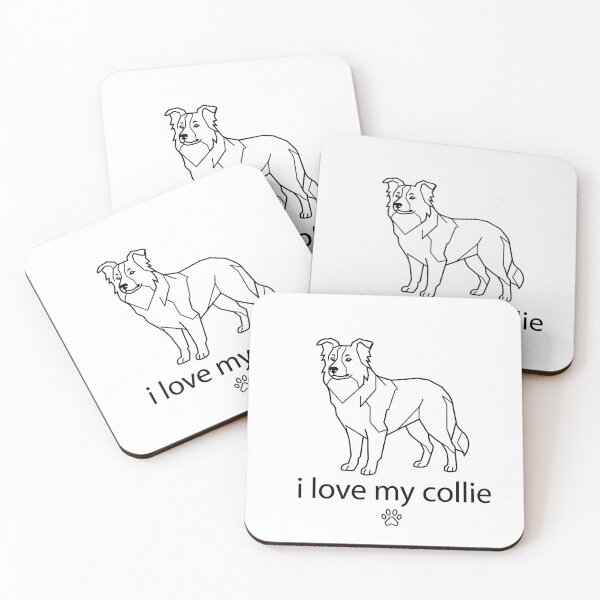 Item preview, I Love My Collie Minimalist Line Art - Cute Border Collie Dog designed and sold by 88 Design.