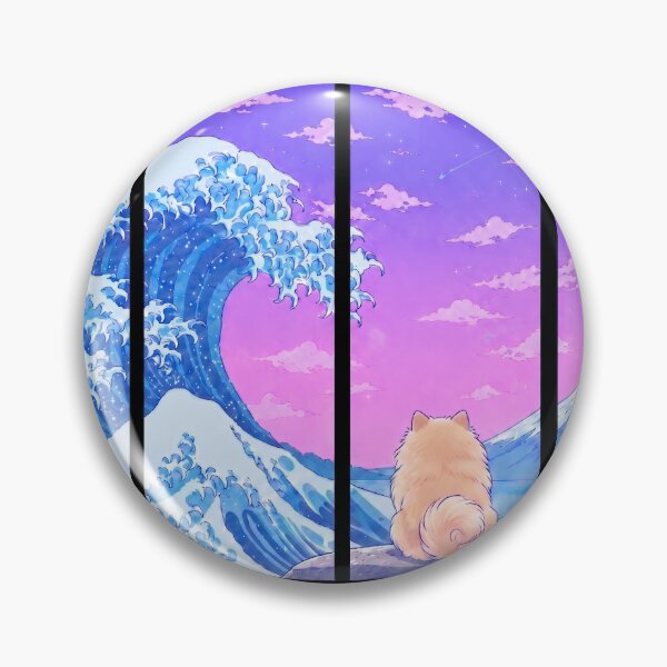 Item preview, Funny Pomeranian Japanese Kanagawa Wave Vapor Japan Boys Girls Kids designed and sold by FurryHavenPH.