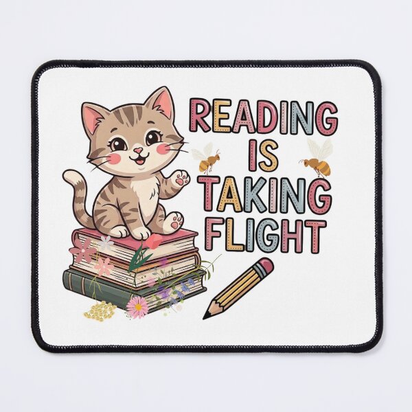 Item preview, Cute Kitten Reading is Taking Flight Bookish T-Shirt Design designed and sold by NinaCreator.