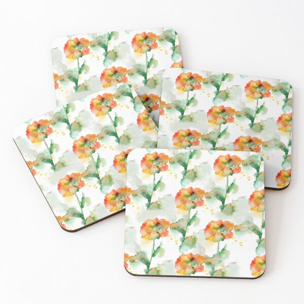 Item preview, Watercolor Autumn Floral Burst - Warm Orange & Green Flowers designed and sold by wissal.studio.