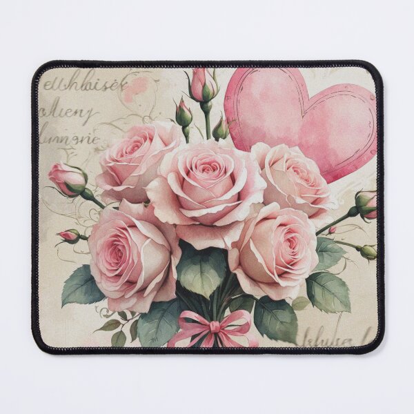 Item preview, Romantic vintage roses bouquet with pink heart designed and sold by olenapetol.