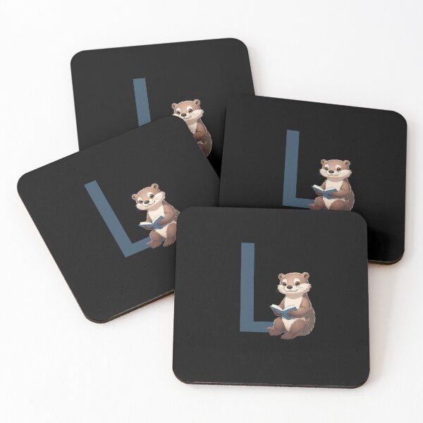 Item preview, Otter Reading Book Letter L designed and sold by Timowo Studio | Fine Line Wildlife Art & Modern Nature Graphics.