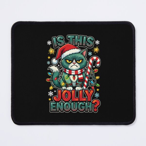 Item preview, Is This Jolly Enough Grumpy Christmas Cat designed and sold by TshirtsOnline-.