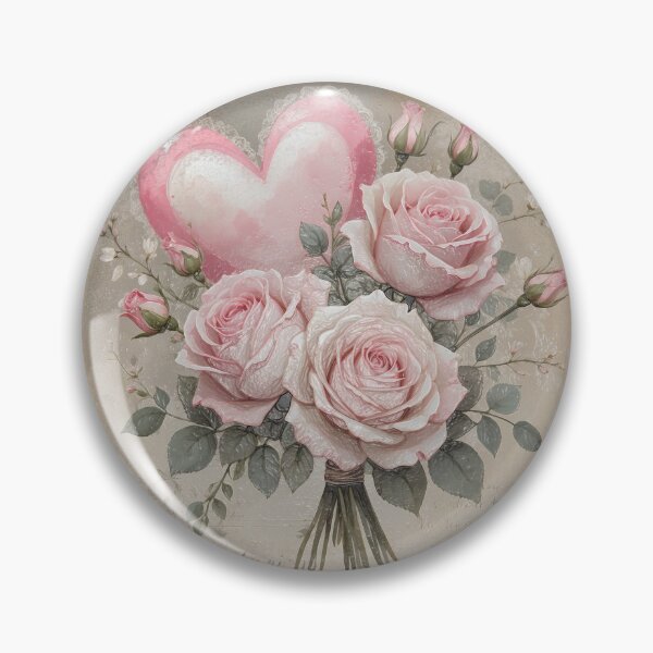 Item preview, Shabby chic pink roses bouquet with heart designed and sold by olenapetol.