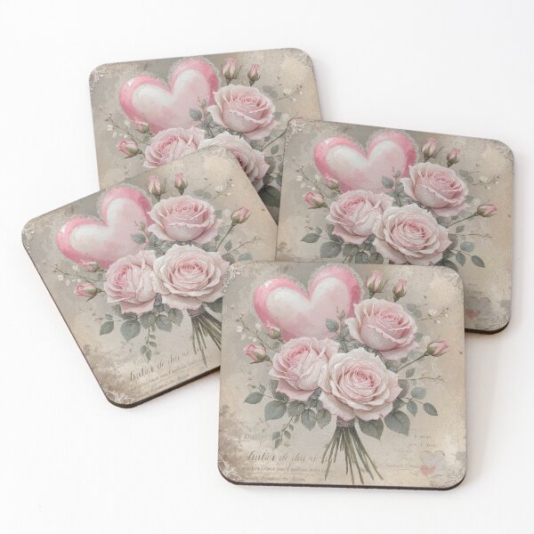 Item preview, Shabby chic pink roses bouquet with heart designed and sold by olenapetol.