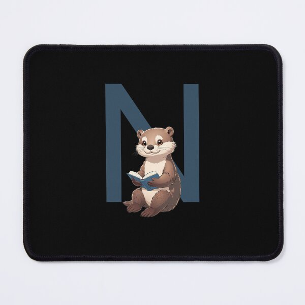 Item preview, Otter Reading Book Letter N designed and sold by Timowo Studio | Fine Line Wildlife Art & Modern Nature Graphics.