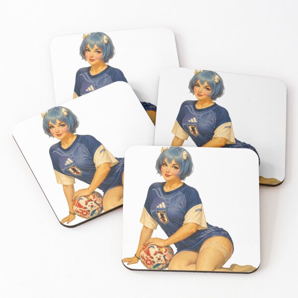 Item preview, Blue Haired Soccer Spirit Retro Pinup designed and sold by Cosplayvintage.