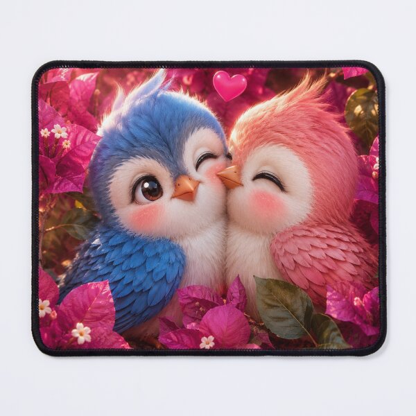 Item preview, Cute Lovebirds Among Pink Bougainvillea designed and sold by Pure Craft.