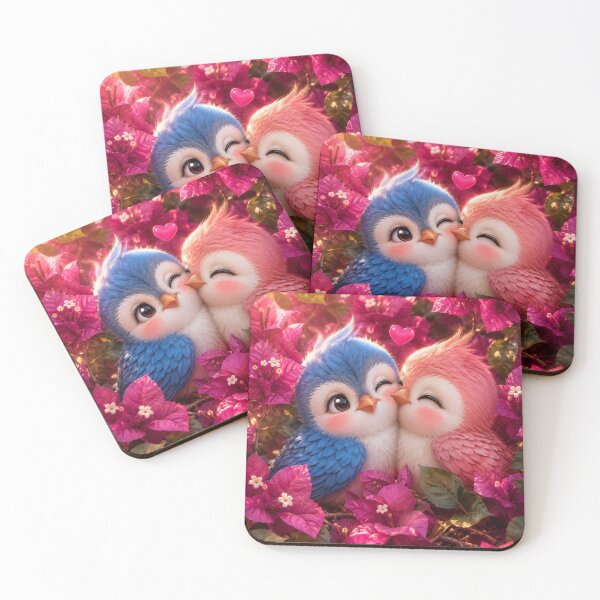 Item preview, Cute Lovebirds Among Pink Bougainvillea designed and sold by Pure Craft.