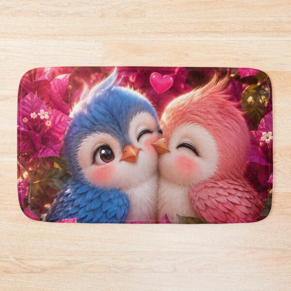 Item preview, Cute Lovebirds Among Pink Bougainvillea designed and sold by Rohan132.