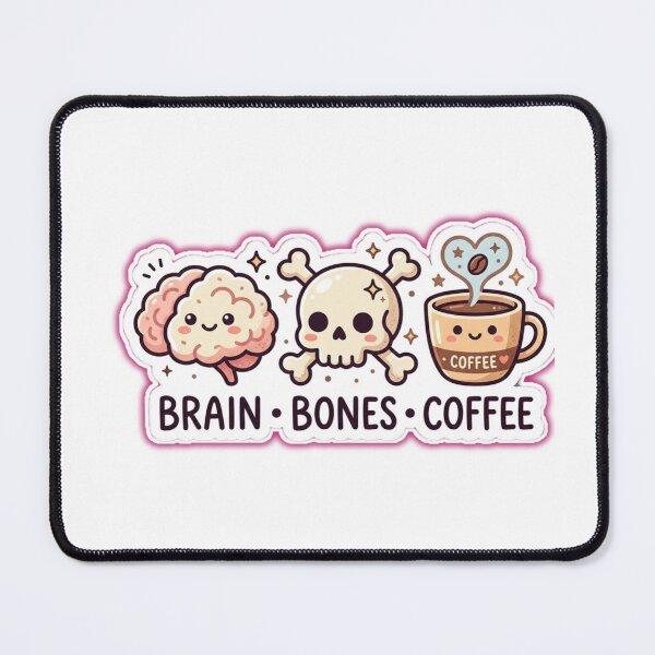 Item preview, Cute Brain, Bones & Coffee Medical Sticker?? designed and sold by SweetieMedArt.