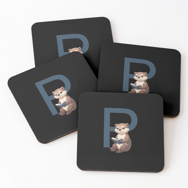 Item preview, Otter Reading Book Letter P designed and sold by Timowo Studio | Fine Line Wildlife Art & Modern Nature Graphics.